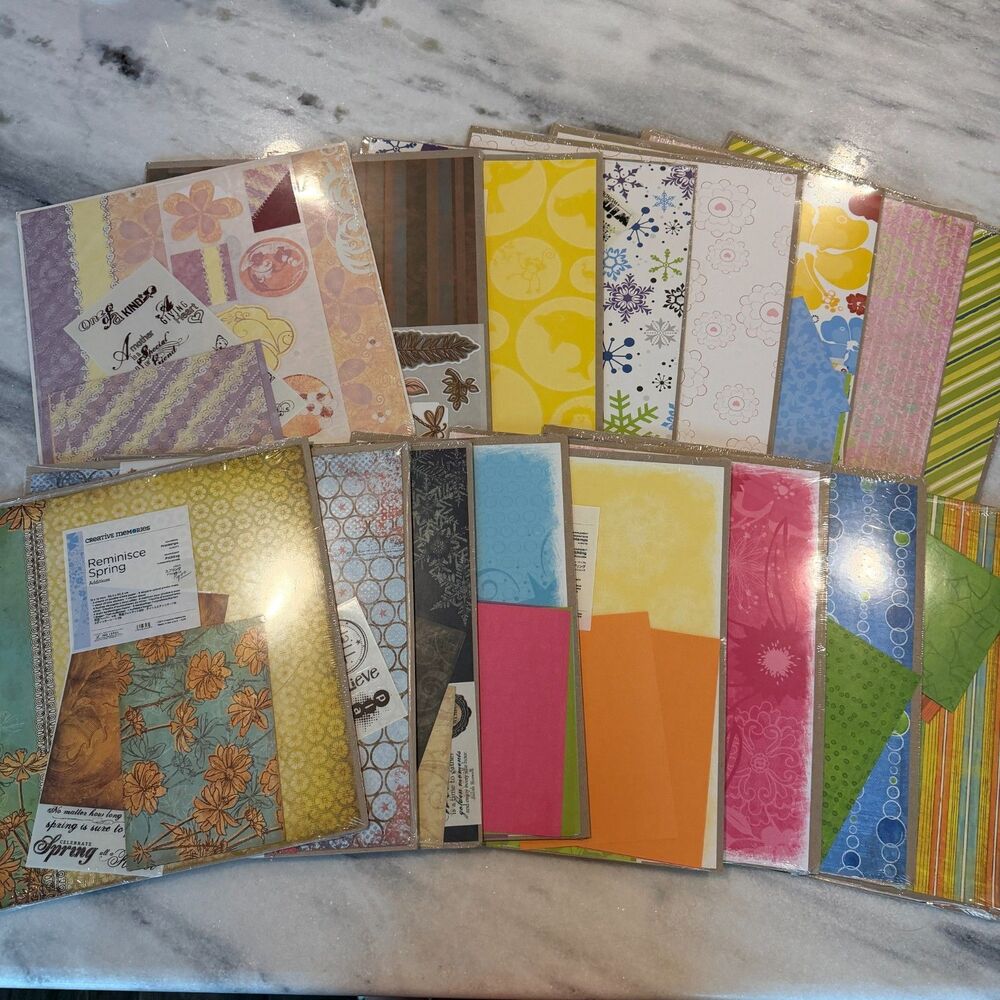 Creative Memories HUGE 16 Pack Lot of 12x12 Additions Paper, Stickers, Mats (1)